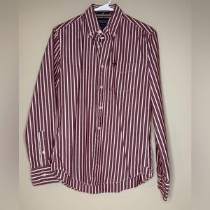 American Eagle Outfitters Maroon and White Striped Shirt